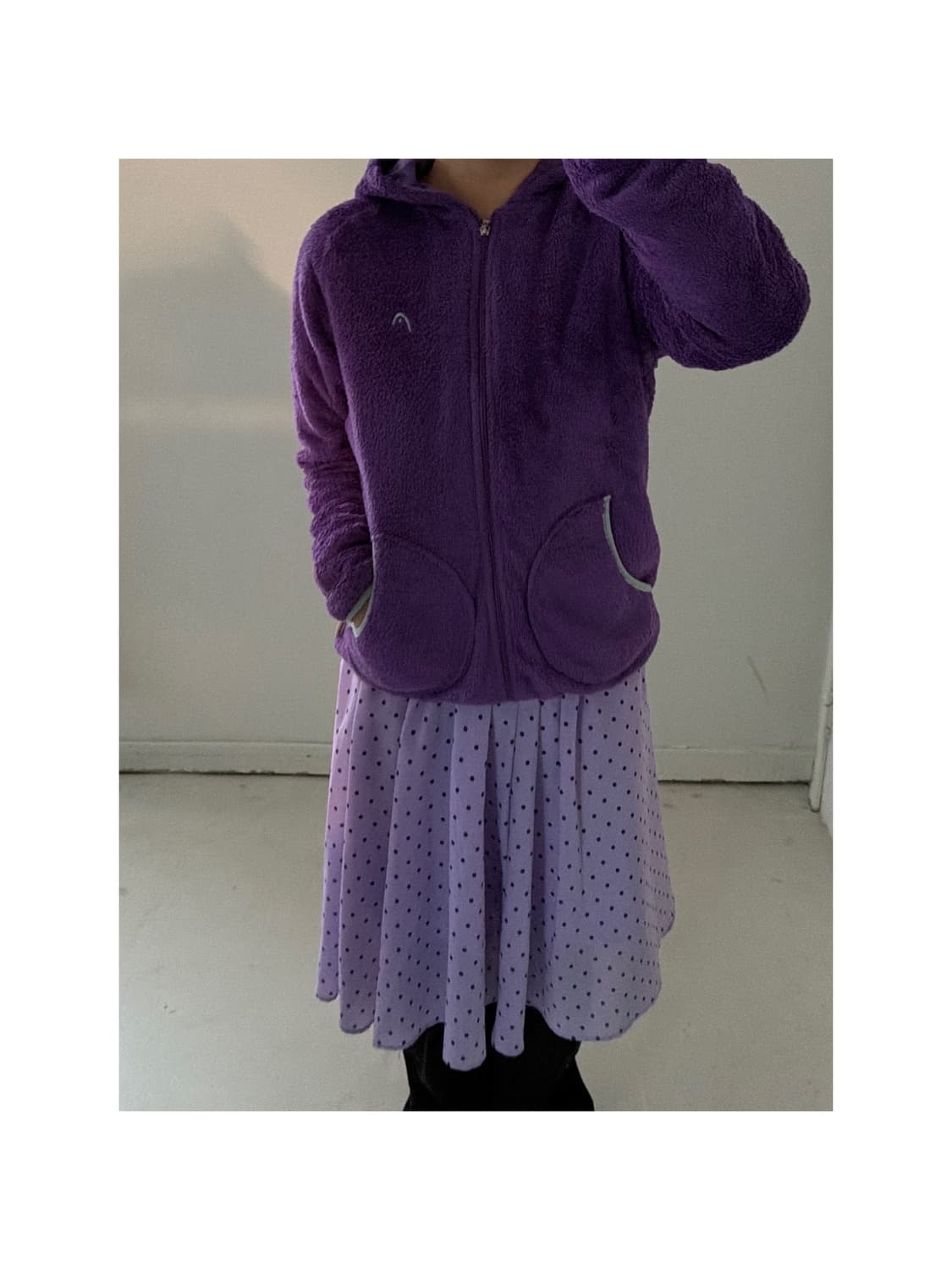 일본빈티지 퍼플 후리스 후디집업 상품이미지1