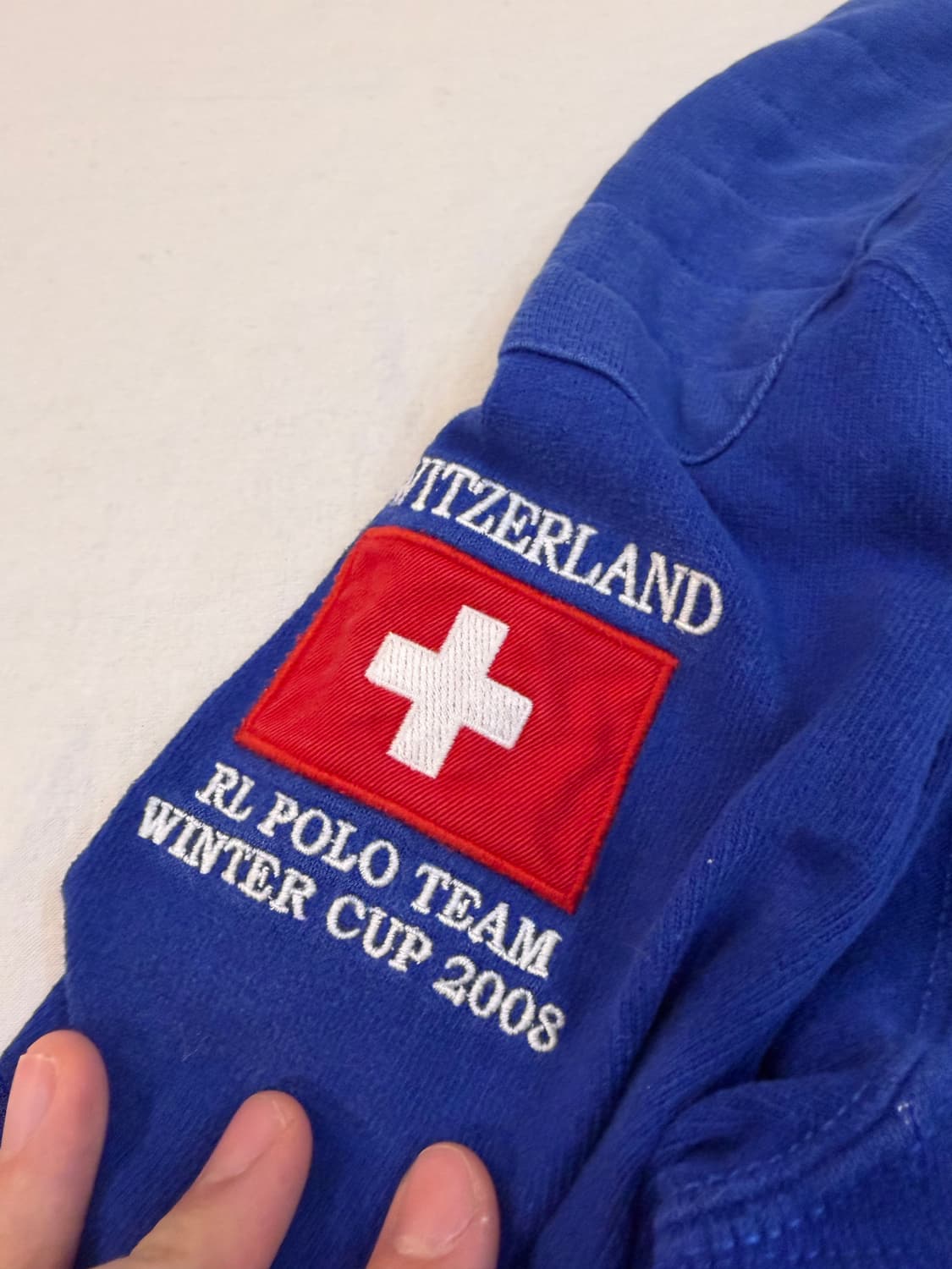 90s 폴로 빅포니 치프키프 스위스 럭비 롱슬리브 카라티 블루 상품이미지4