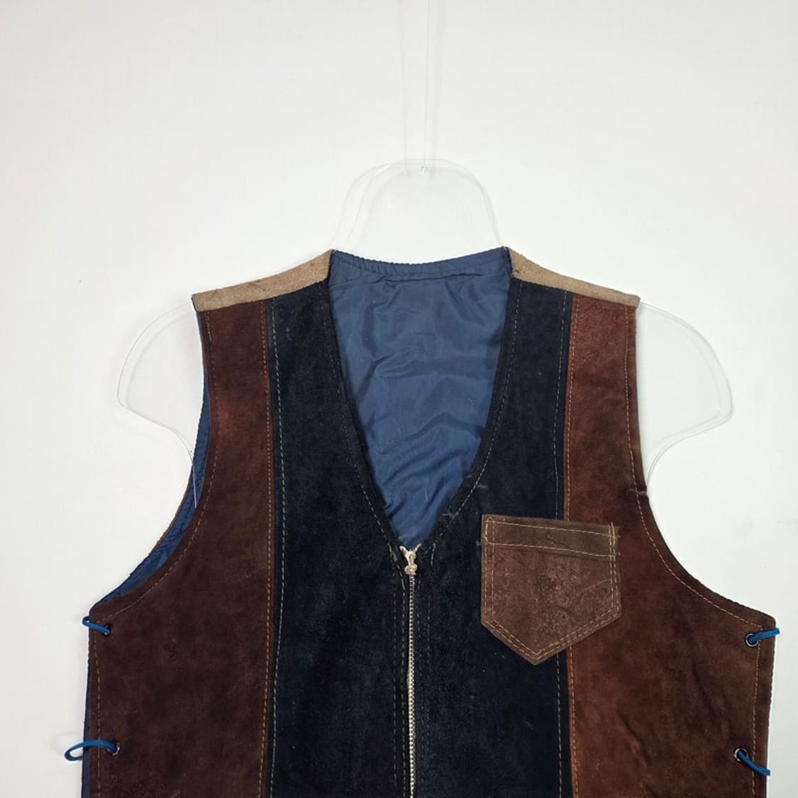 유니크 패치워크 스웨이드 레더 베스트 상품이미지3