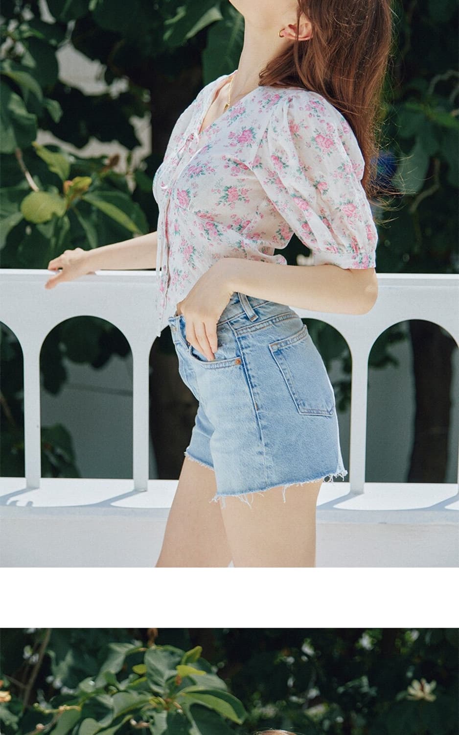 벰버 브이넥 퍼프 블라우스 상품이미지2