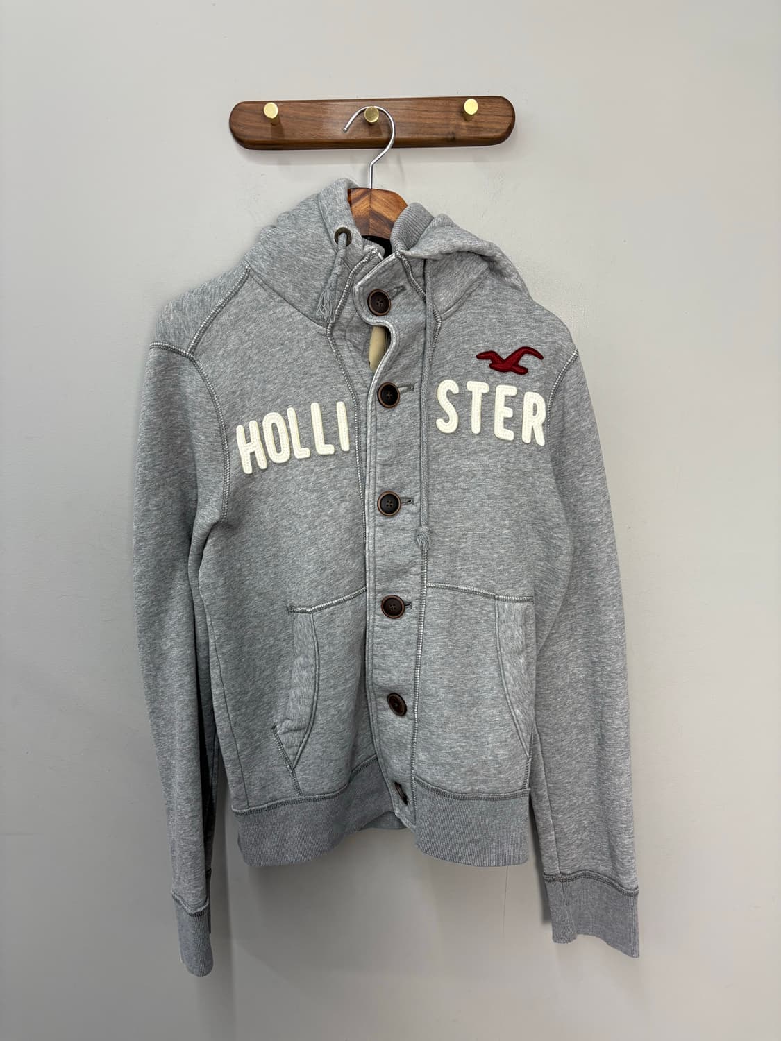 홀리스터 버튼 y2k 그레이 후드집업 A3225 상품이미지2