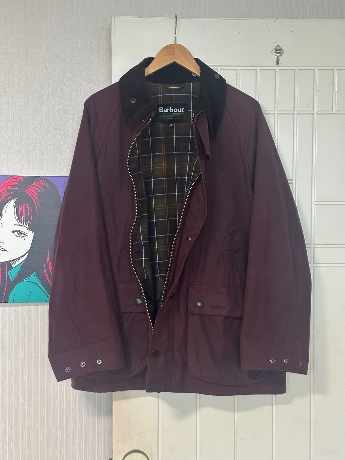바버 재팬 비데일 왁스 자켓 오버사이즈 핏 버건디 (40) 상품이미지4