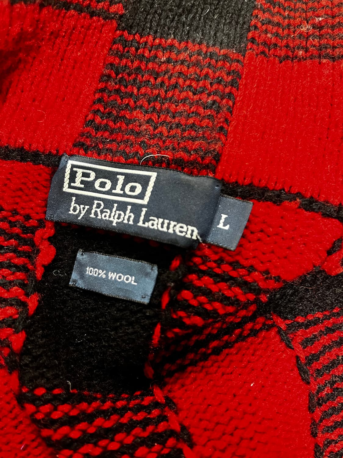 폴로랄프로렌 울 체크 숄가디건 L 상품이미지4