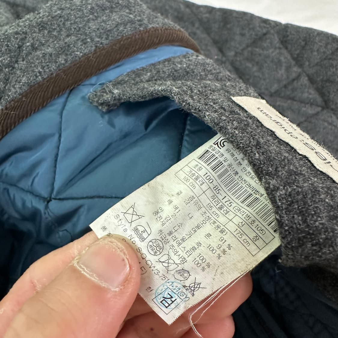 L 105 시리즈 진그레이 코듀로이카라 울 퀼팅자켓 상품이미지3