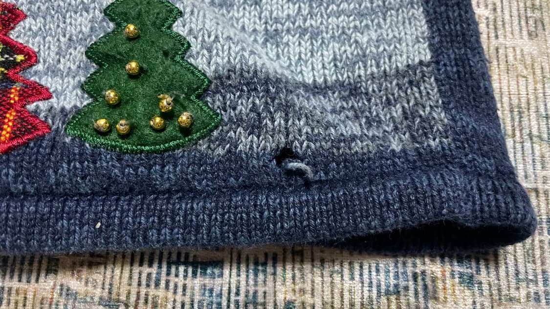 USA 90s 빈티지 크리스마스 패치 니트 가디건 XL 상품이미지7