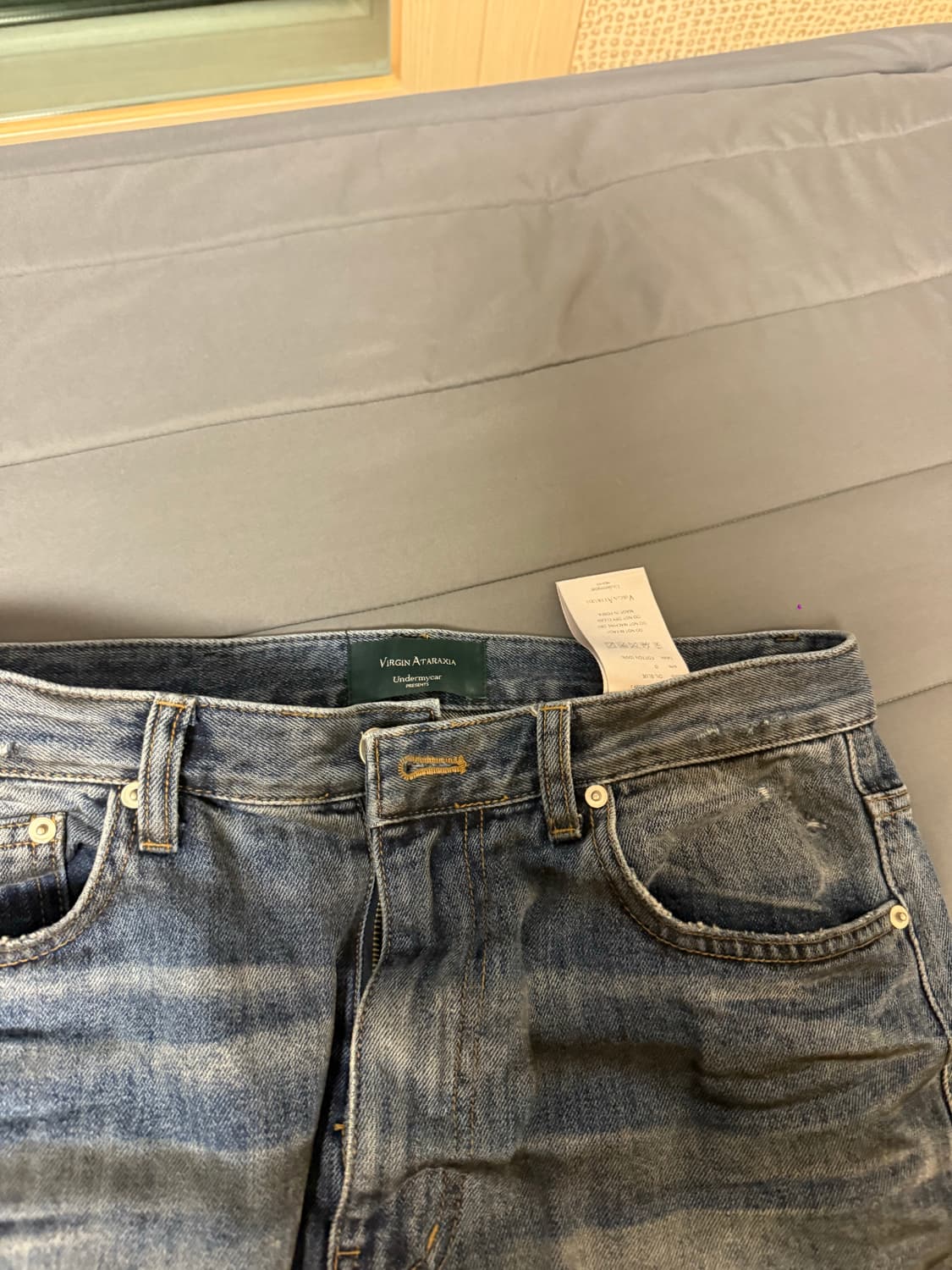 언더마이카 24fw 오일블루 워싱 플레어진 0사이즈 상품이미지3