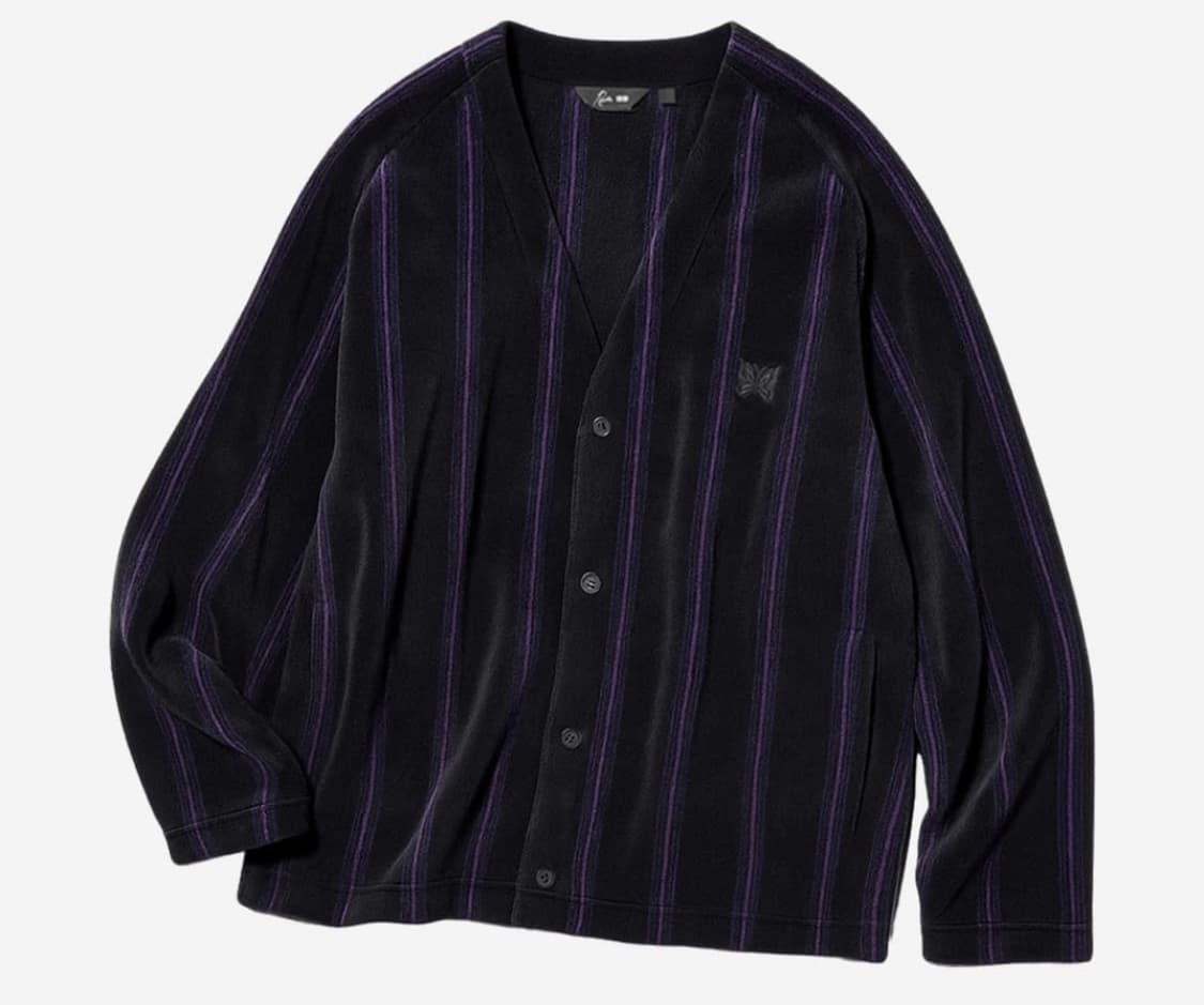 [M,L] 유니클로 X 니들스 블랙퍼플 스트라이프 가디건 상품이미지1