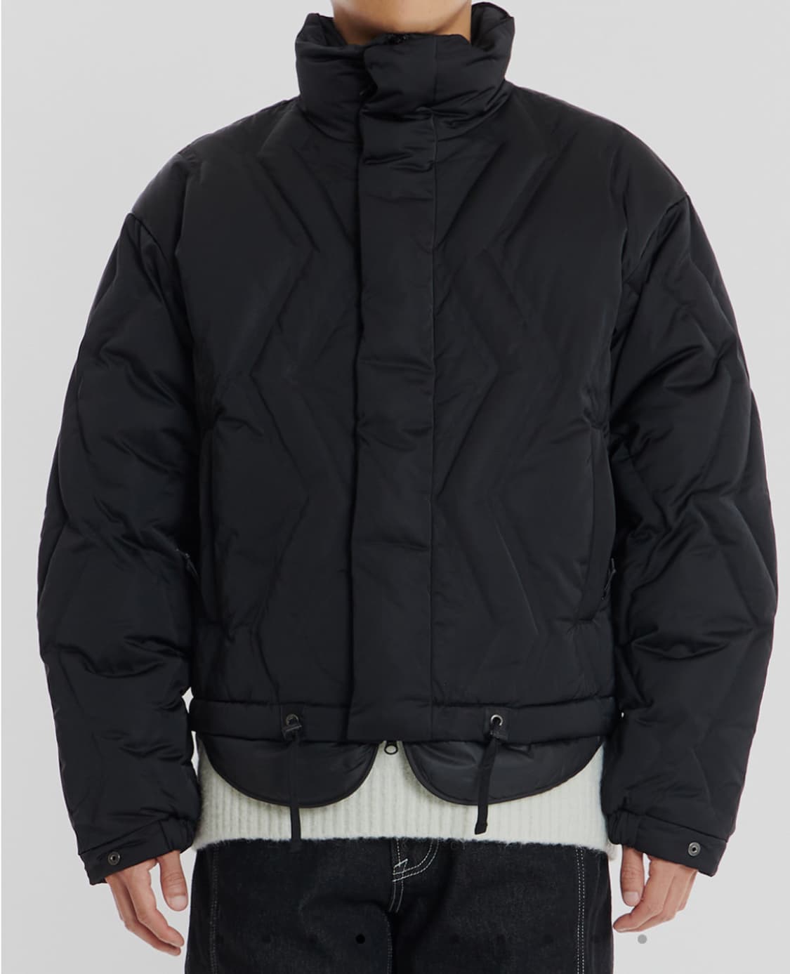 새상품(M)언어펙티드 레이어드 다이아몬드 다운 점퍼 블랙 상품이미지2