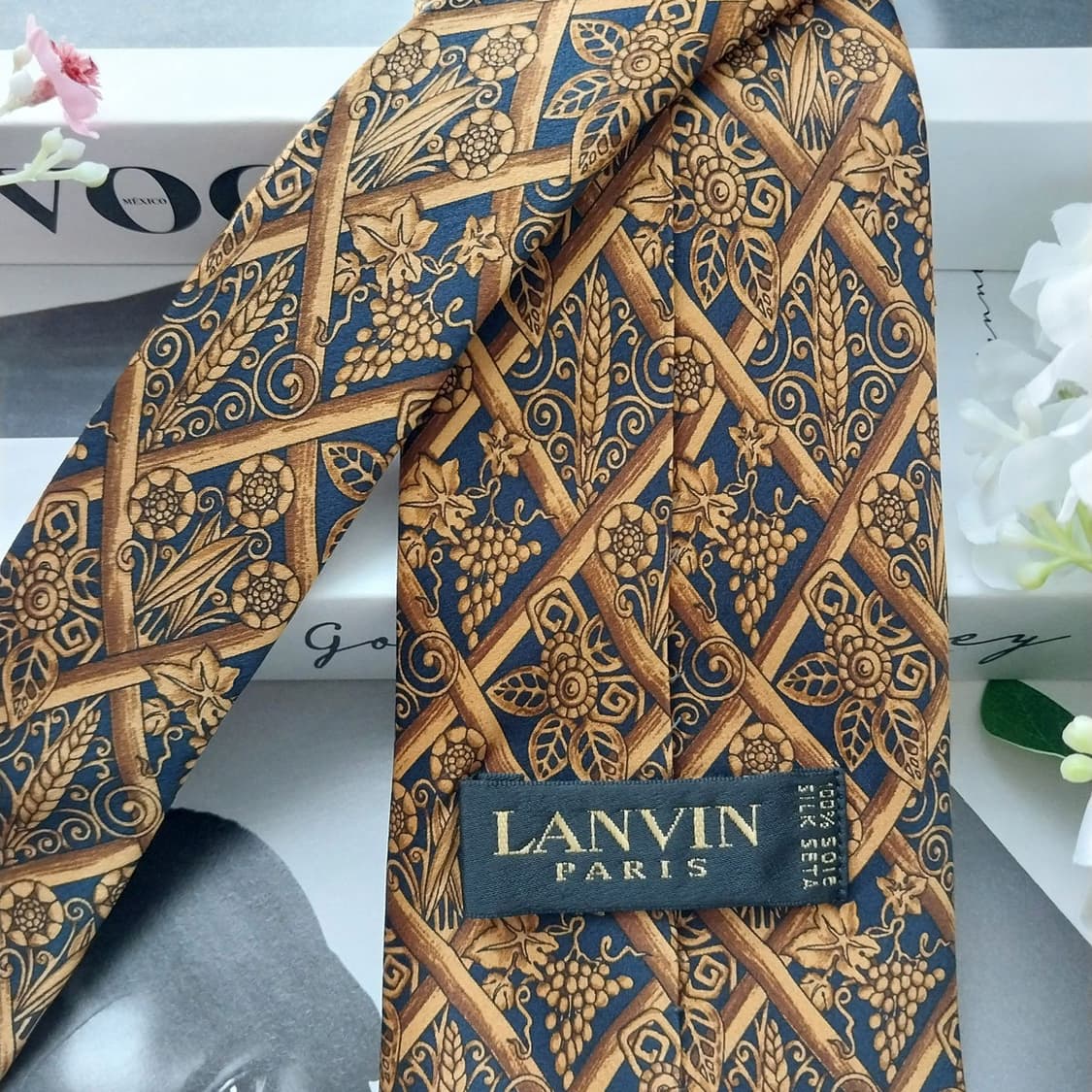 랑방 실크 포도·보리 모티브 넥타이 9.4cm A+등급 k2017 상품이미지5