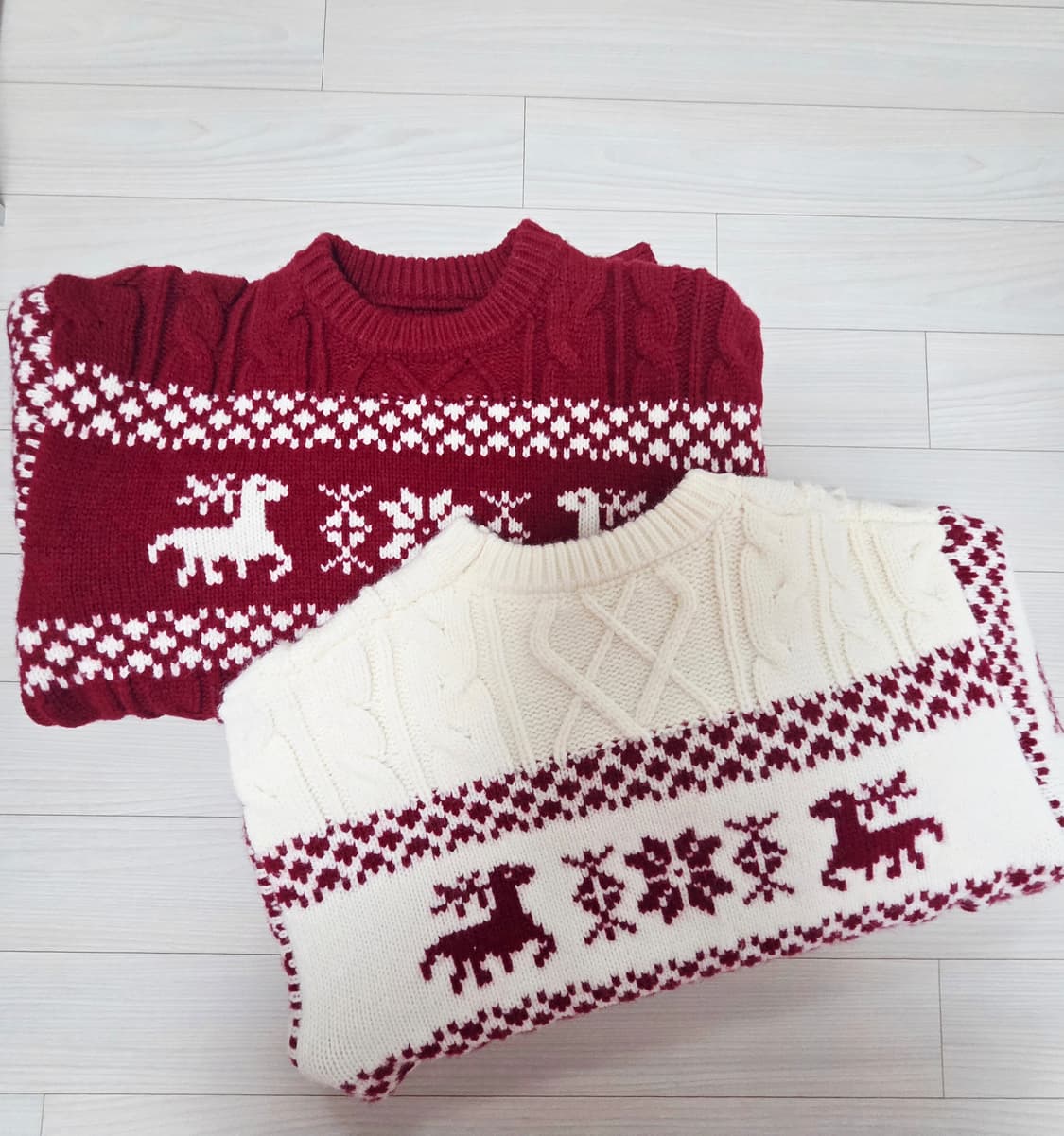 크리스마스 겨울 노르틱 니트 2컬러 ( 2벌세트) 상품이미지1