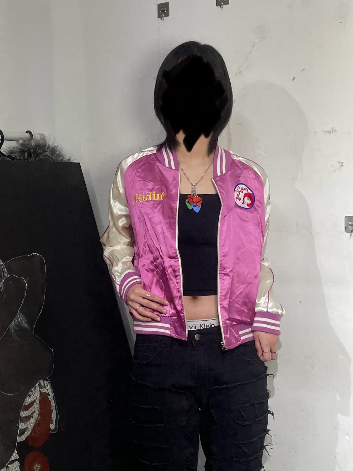 JPN 일본빈티지 y2k 핑크 스카잔 빅로고 갸루 스카쟌 S 상품이미지4