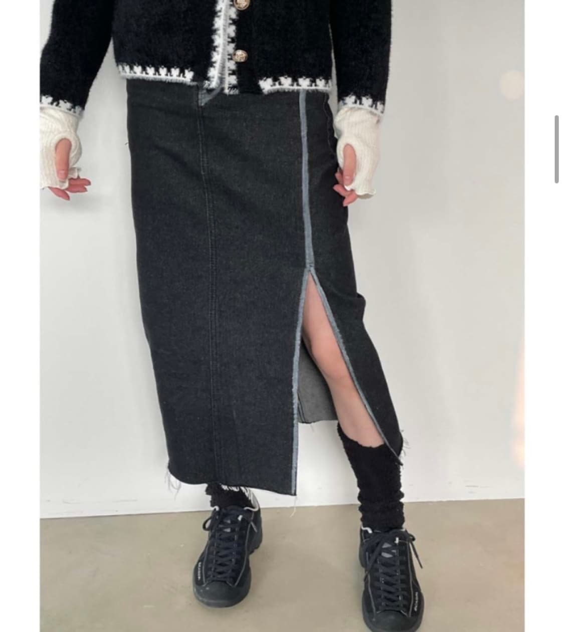 김아홉 스티치 롱스커트 상품이미지2