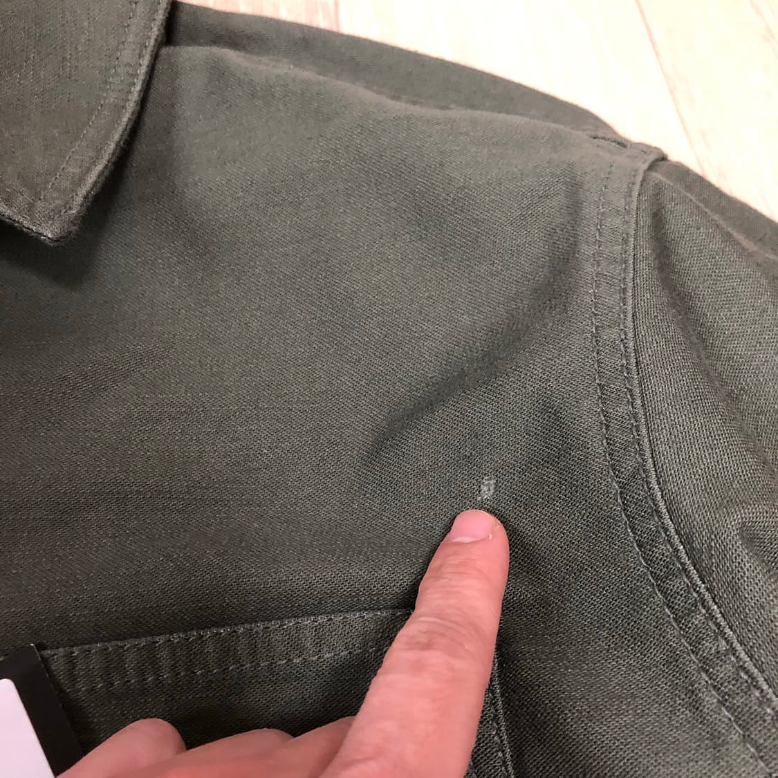 (M) 새상품 무탠다드 코튼 백사틴 초어 워크 자켓 카키 올리브 상품이미지4