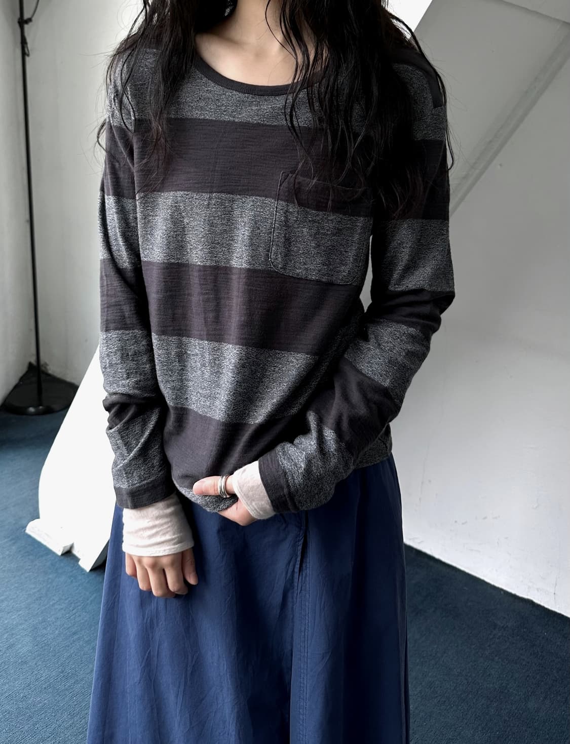 Border stripe design L/S top 상품이미지6