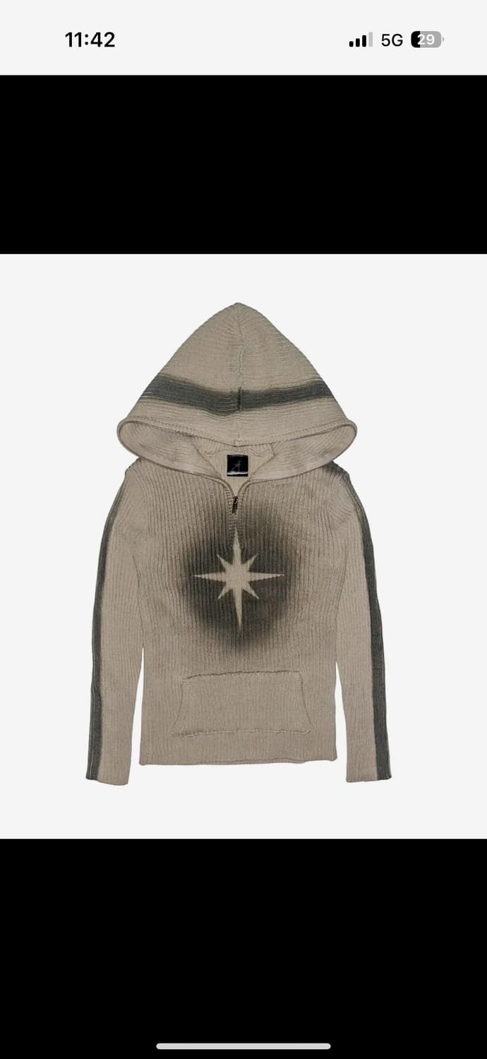 스모크어 스타 SPRAYED STAR KNIT HOODIE (BEIGE) 상품이미지1