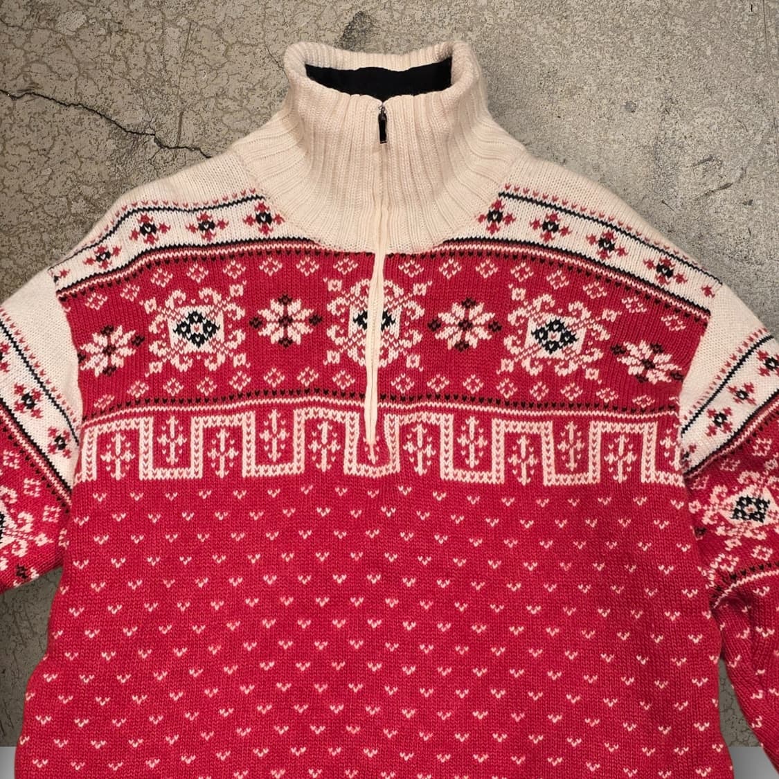 80s Flli Campagnolo 노르딕 페어아일 하프집업 스웨터 상품이미지2