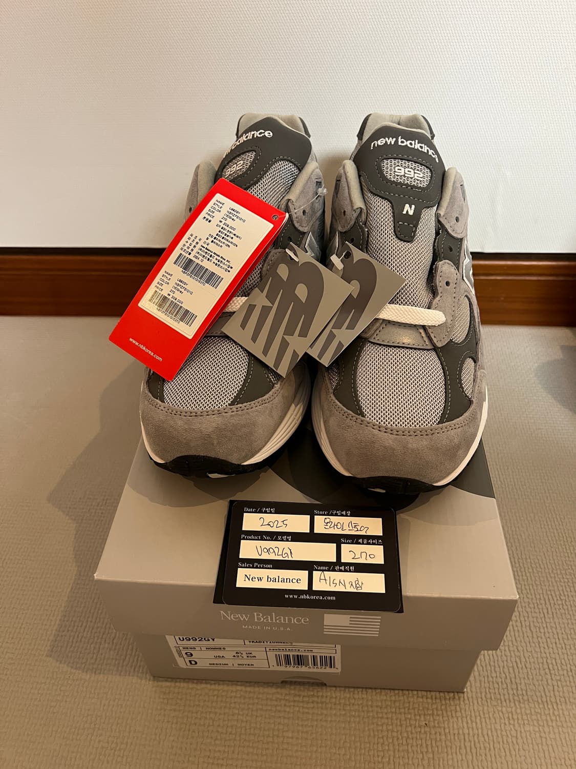 [2025.06.14. 공홈 당첨] 뉴발란스 코리아 992 그레이 270 상품이미지2