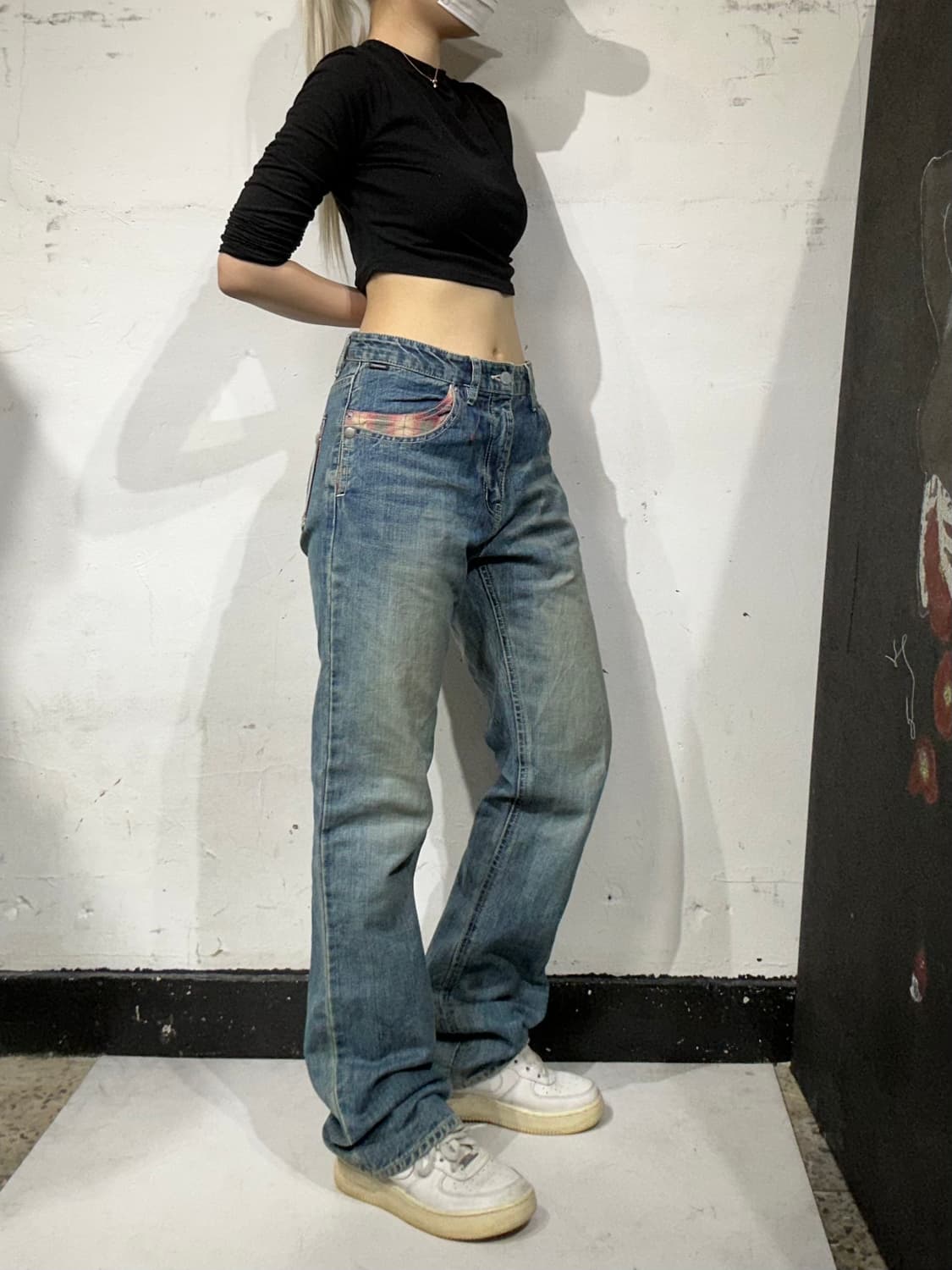 90s 몽타주 힙합 패션 일본 우라하계 빈티지 워싱 데님 새깅 청바지 상품이미지1