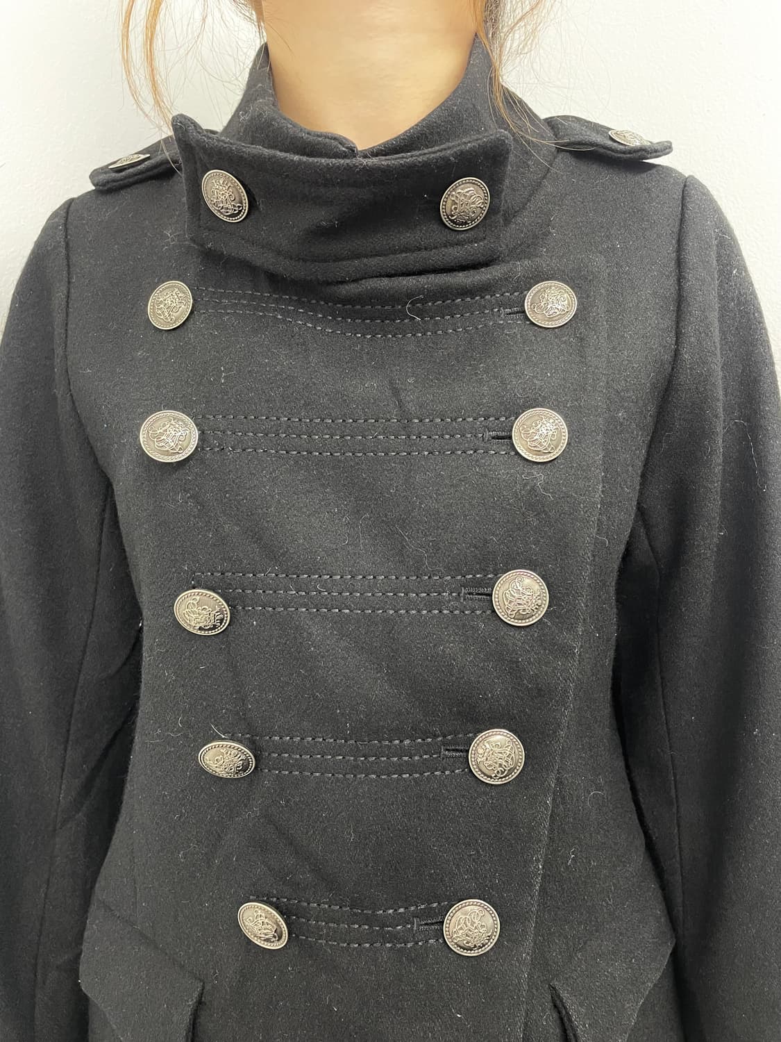락시크 나폴레옹 블랙 버튼 하프 코트 상품이미지6