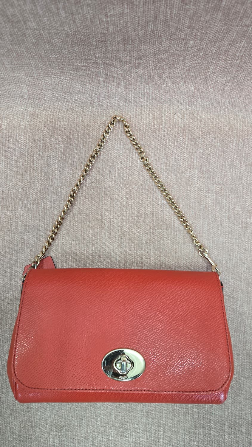 코치 크로스그레인 가죽 카디널 미니 루비 레드 백 숄더 크로스바디 상품이미지1