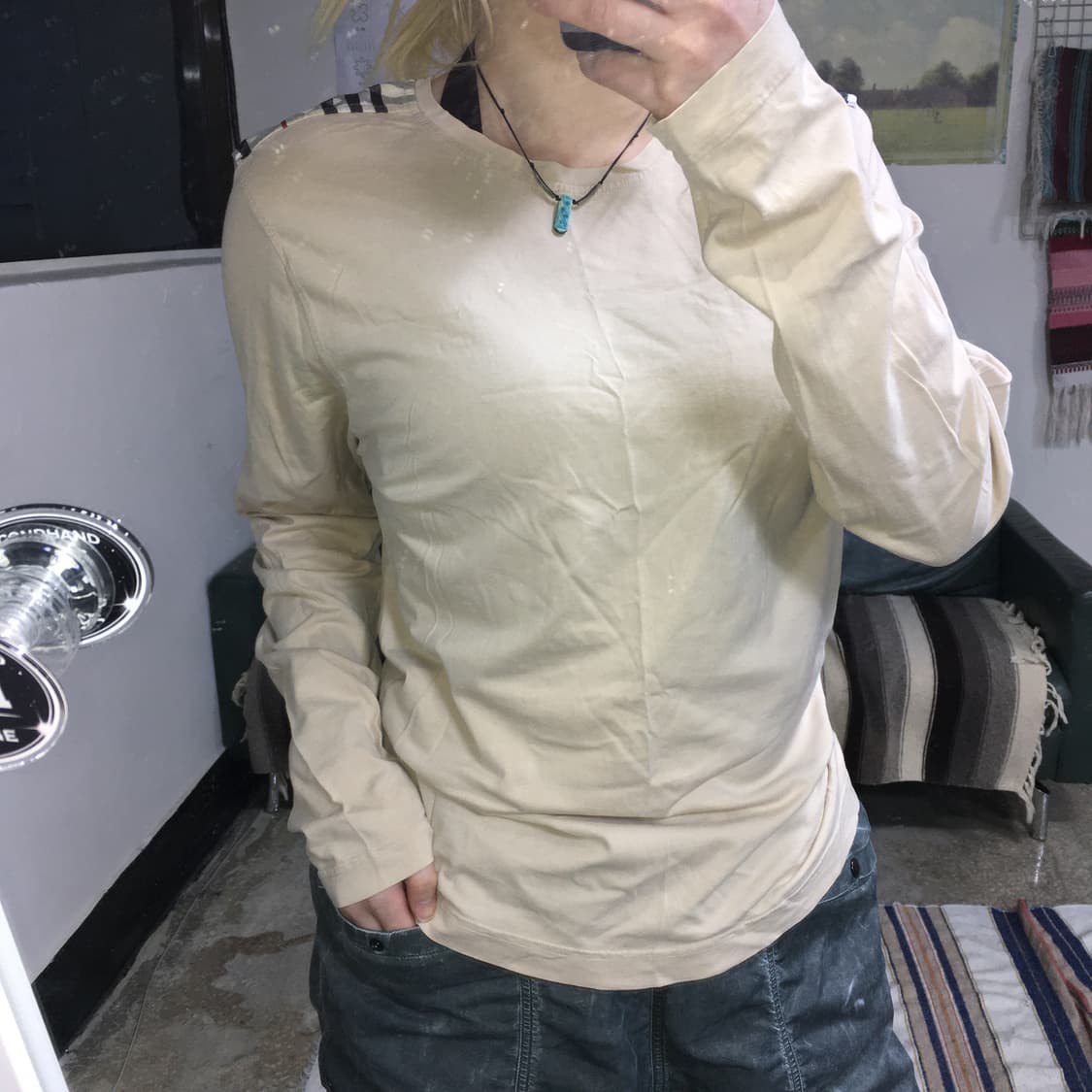 투티/0237 버버리 런던 베이지핑크 긴팔 티셔츠 상품이미지1