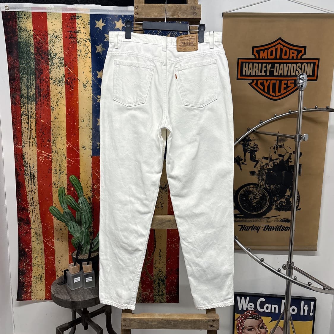 90s 리바이스 오렌지탭 화이트 데님팬츠 미국생산 슬림 테이퍼드 N726 상품이미지2