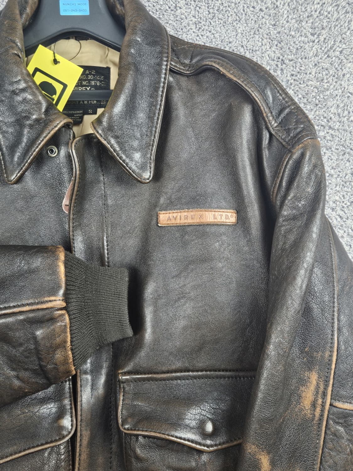 90's AVIREX 핀업걸 A-2 가죽 플라이트 자켓 (S)/10481 상품이미지4