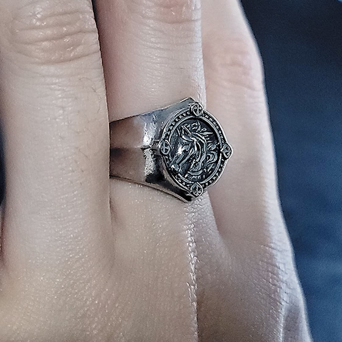Horse Year 실버 남자 엔틱 빈티지 명품 상징 문양 말 반지 상품이미지6