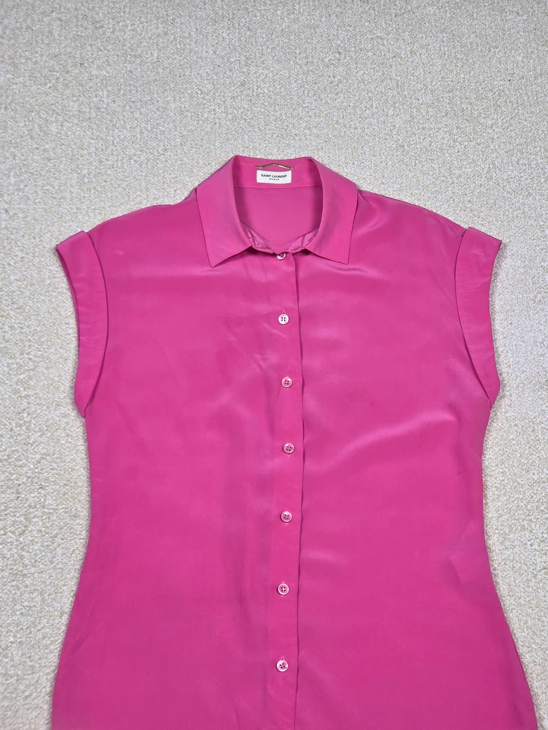 [생로랑] 실크 캡 슬리브 민소매 블라우스 | S00061 상품이미지2