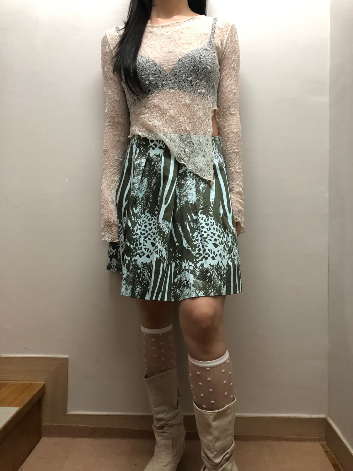 빈티지 라이트 블루 미니 스커트 상품이미지4