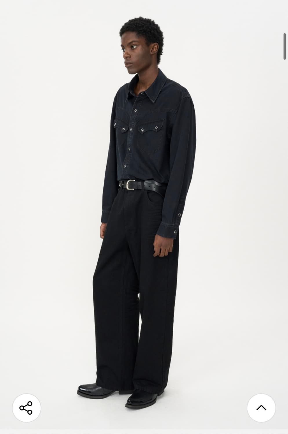 (새상품)(L)인사일런스 워시드 데님 웨스턴 셔츠 WASHED BLACK 상품이미지4