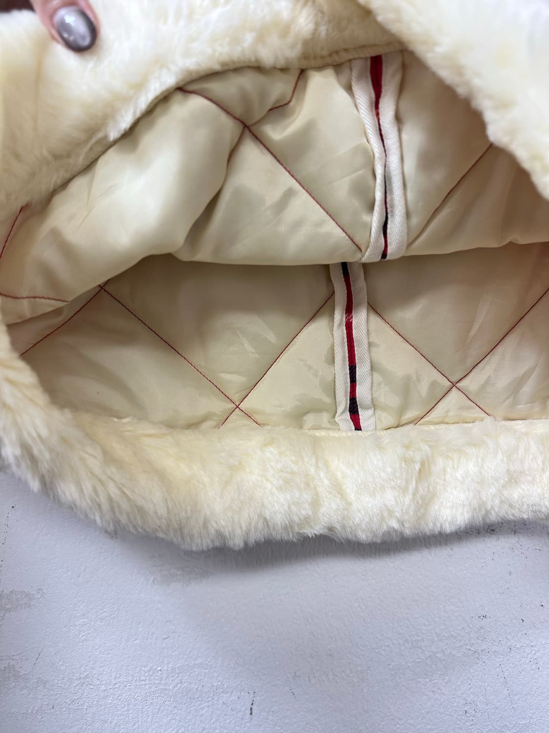 일본빈티지 아디다스 체크 퍼 트리밍 퀼팅 패딩 타탄 체크 스커트  상품이미지3