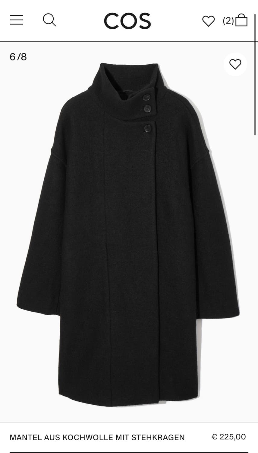 Cos 스탠드업 칼라 울코트 상품이미지1