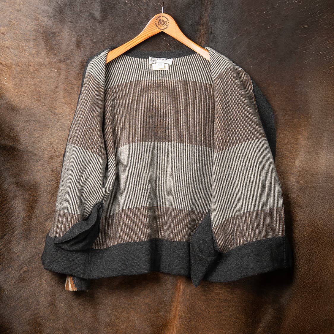 [100] 80s CROMBIE 퓨어 램스울 나바호 패턴 니트 가디건  상품이미지3