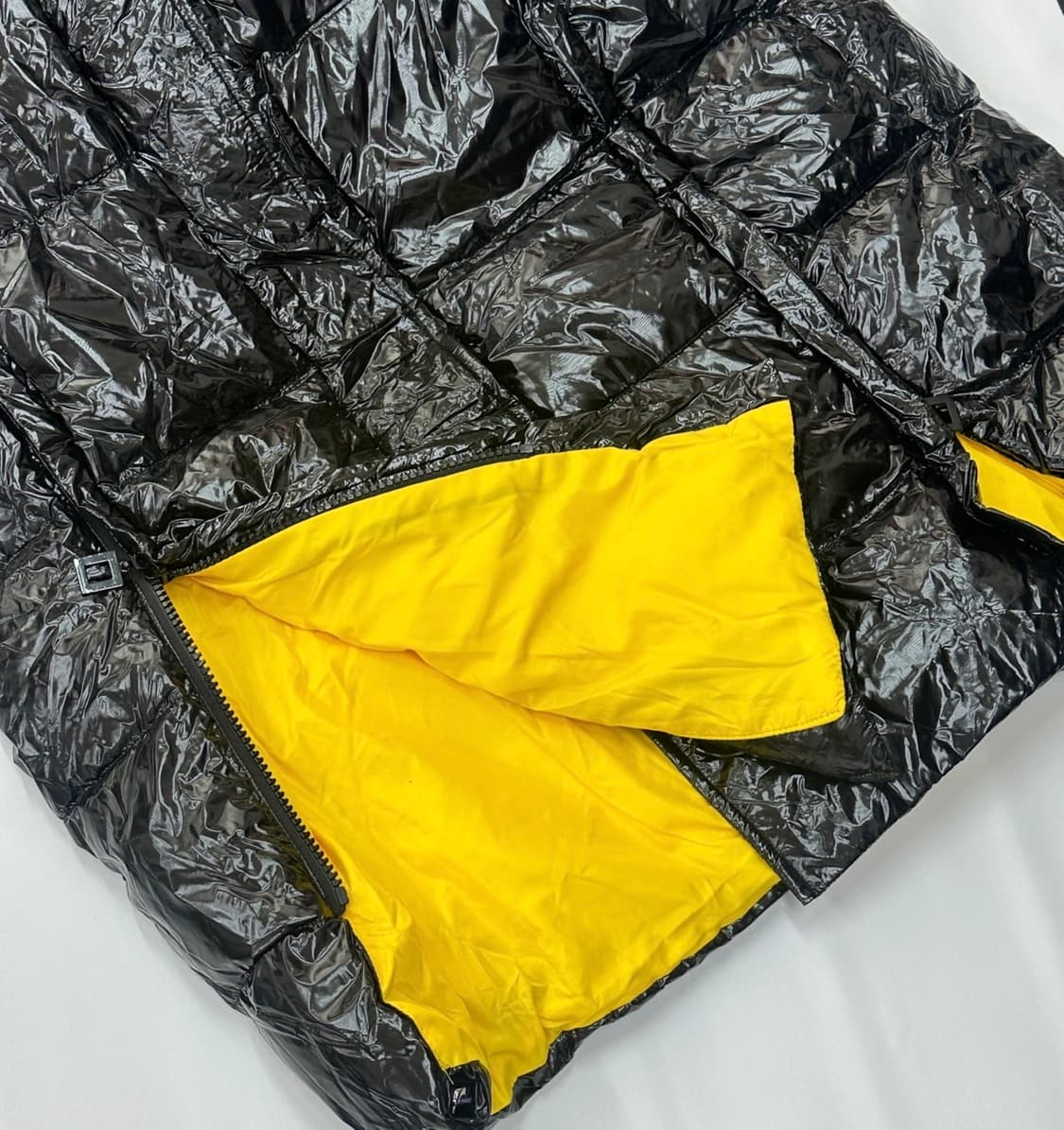 블랙 유광 공항패션 한겨울 다운 Y2K 힙 오버핏 롱패딩 상품이미지3