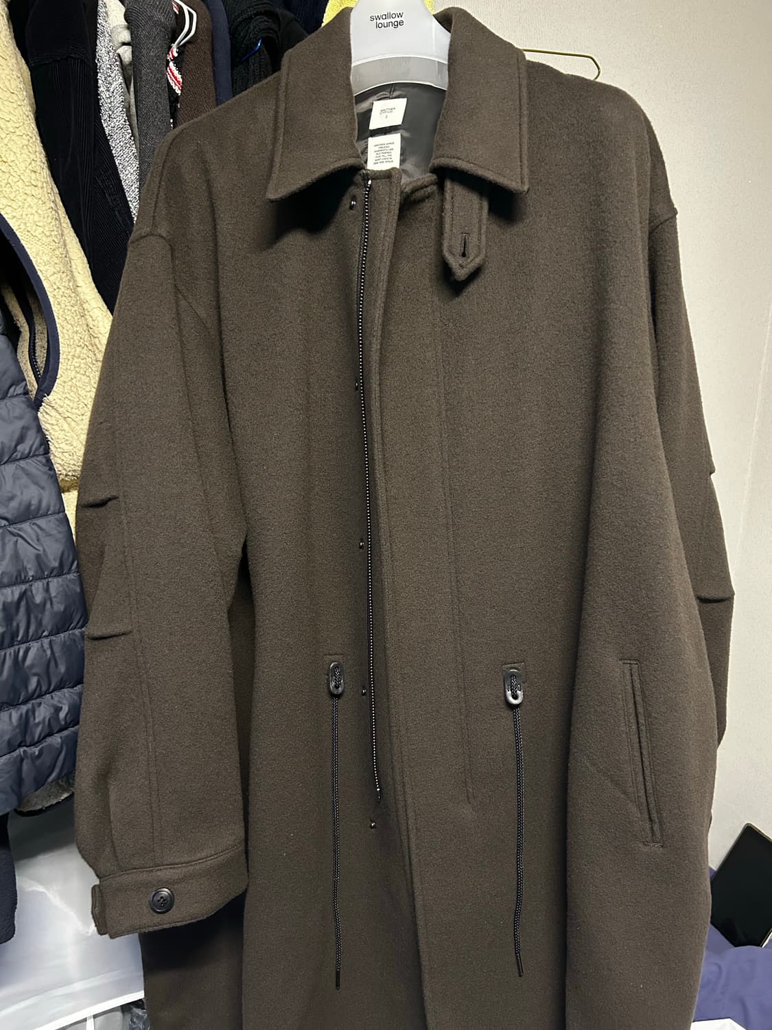 어나더오피스 라이브러리 울 모즈 코트 차콜브라운2사 상품이미지2