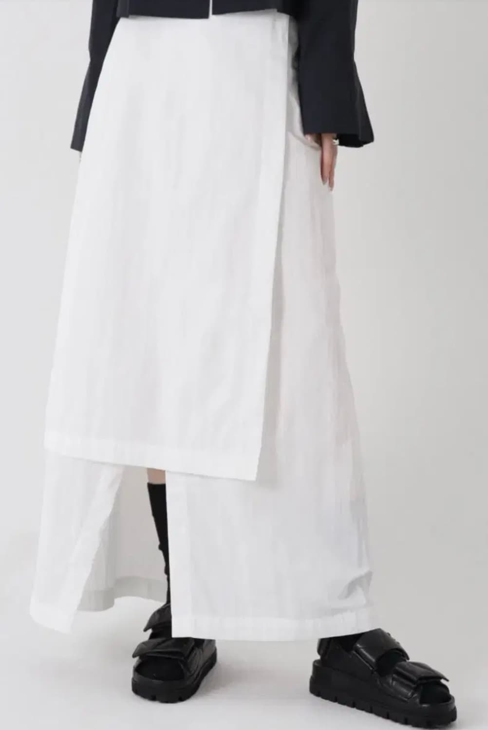 트리밍버드 레이어드 랩스커트 화이트 스커트 상품이미지1