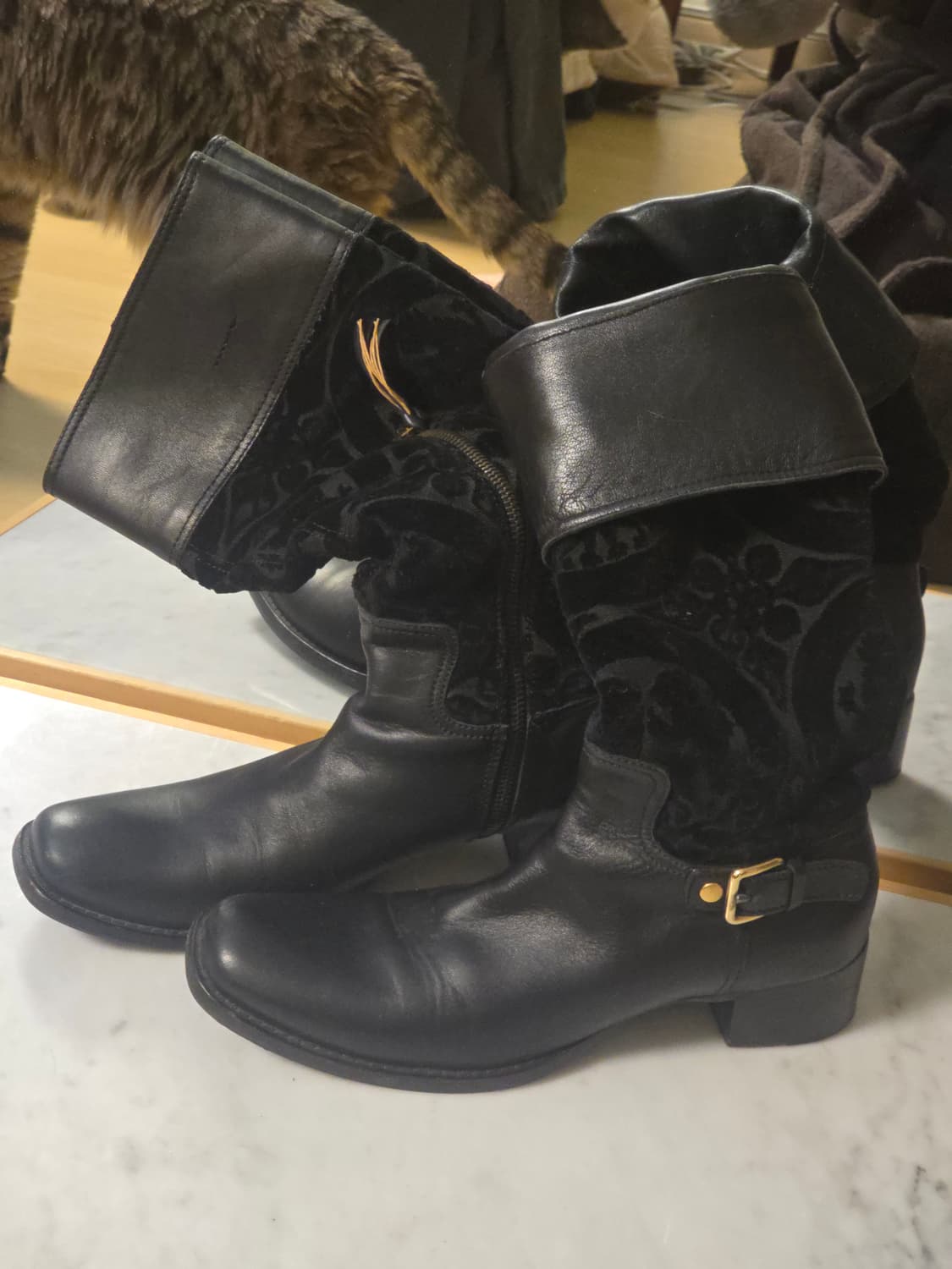 미우미우 miumiu 벨벳 라이딩부츠 37 상품이미지1