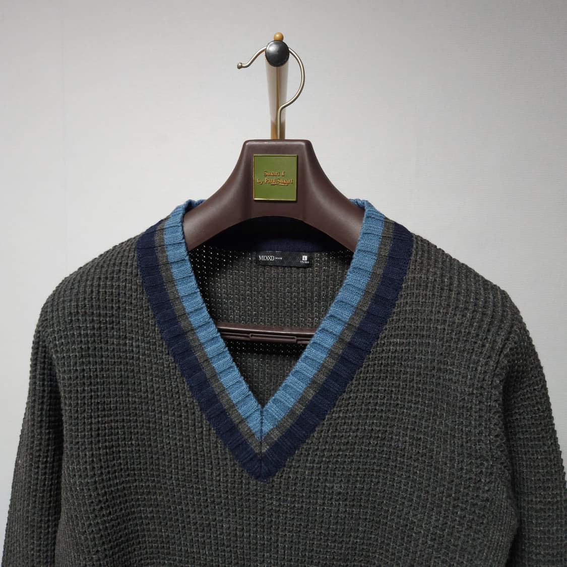 100 )  남성 와플 브이넥 니트 상품이미지2