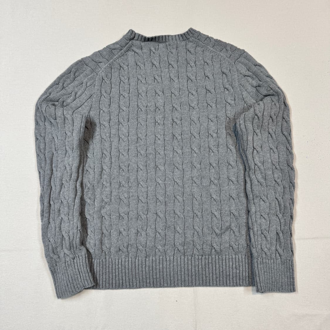 L) 폴로 랄프로렌 코튼 케이블 꽈배기 라운드넥 니트 그레이 상품이미지5