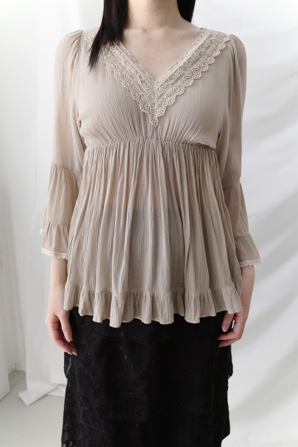 shirring lace blouse 상품이미지5