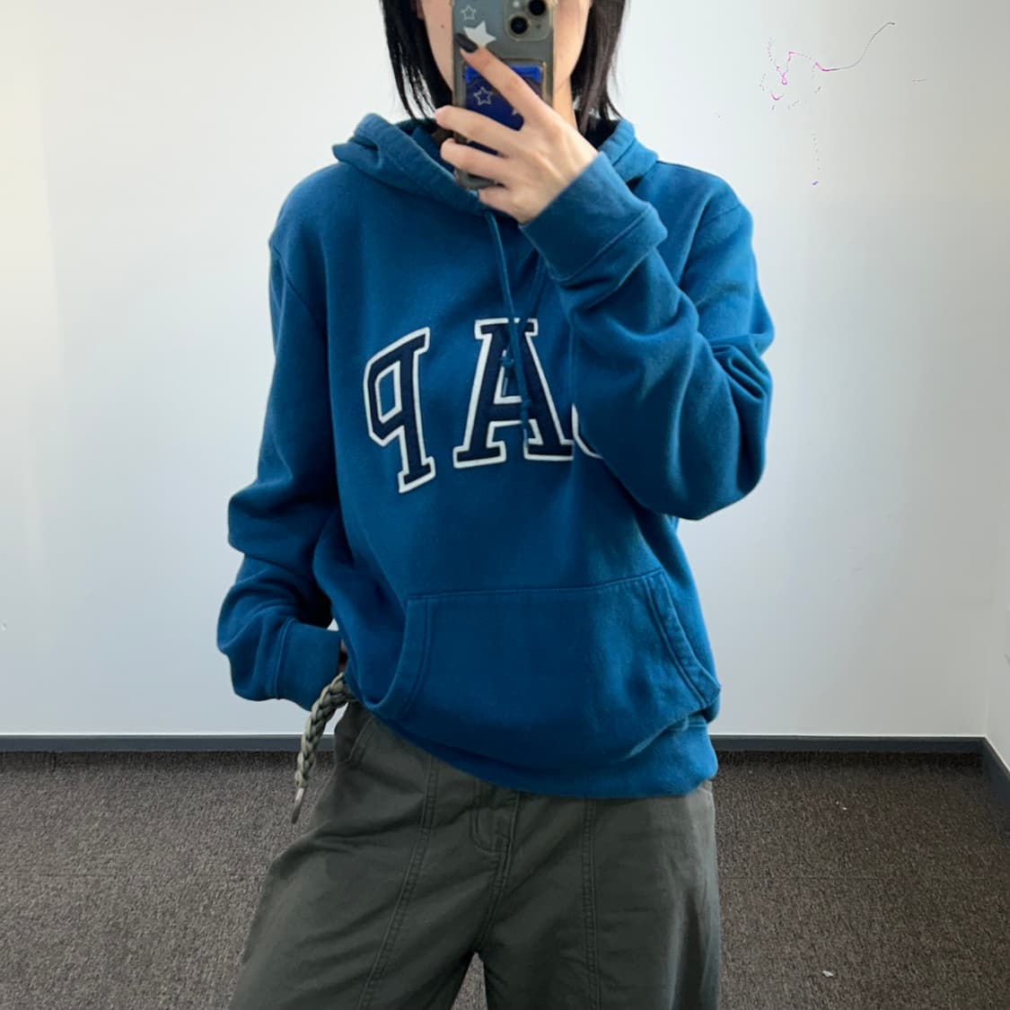 Gap 갭 네이비 로고 딥 블루 후드티 상품이미지1