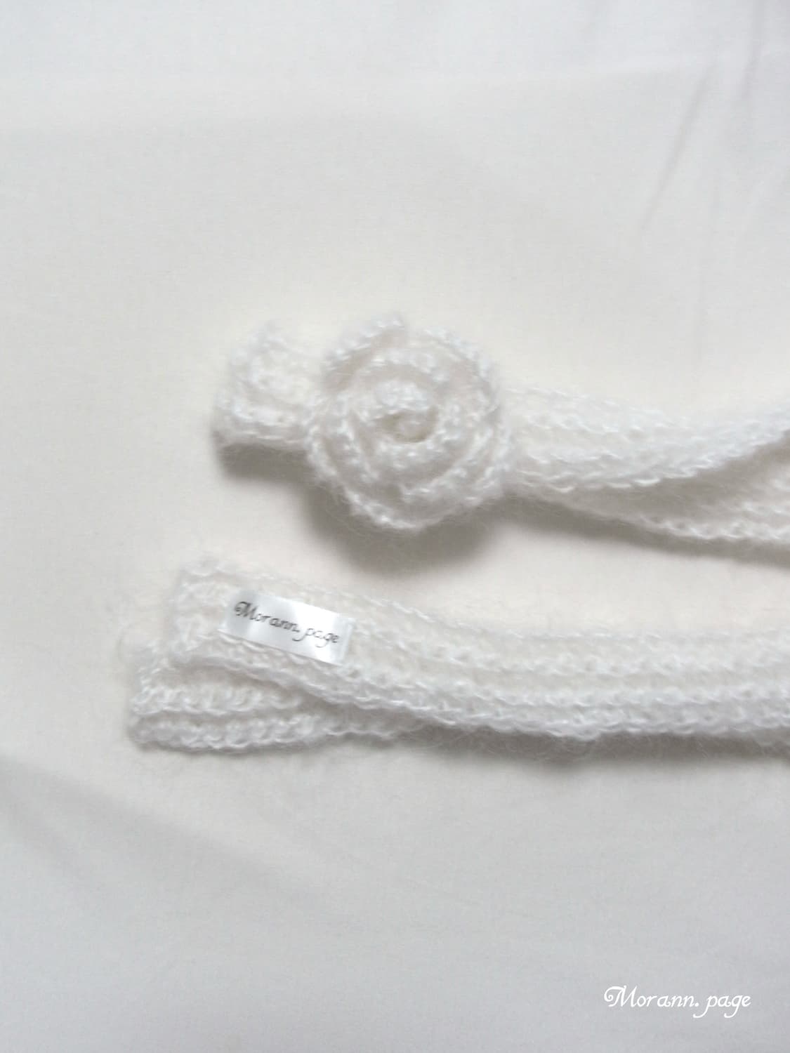 crochet mohair rose scarf white /small 상품이미지2