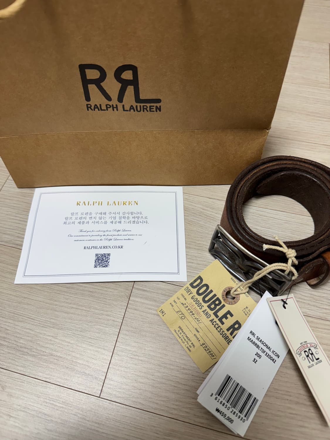 (새상품)RRL 더블알엘 레더벨트32 상품이미지2