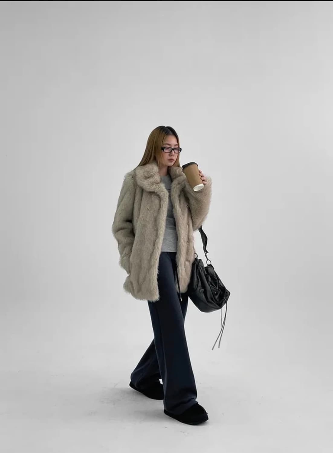 블랙업 레이썬 하프 카라 퍼자켓 상품이미지1