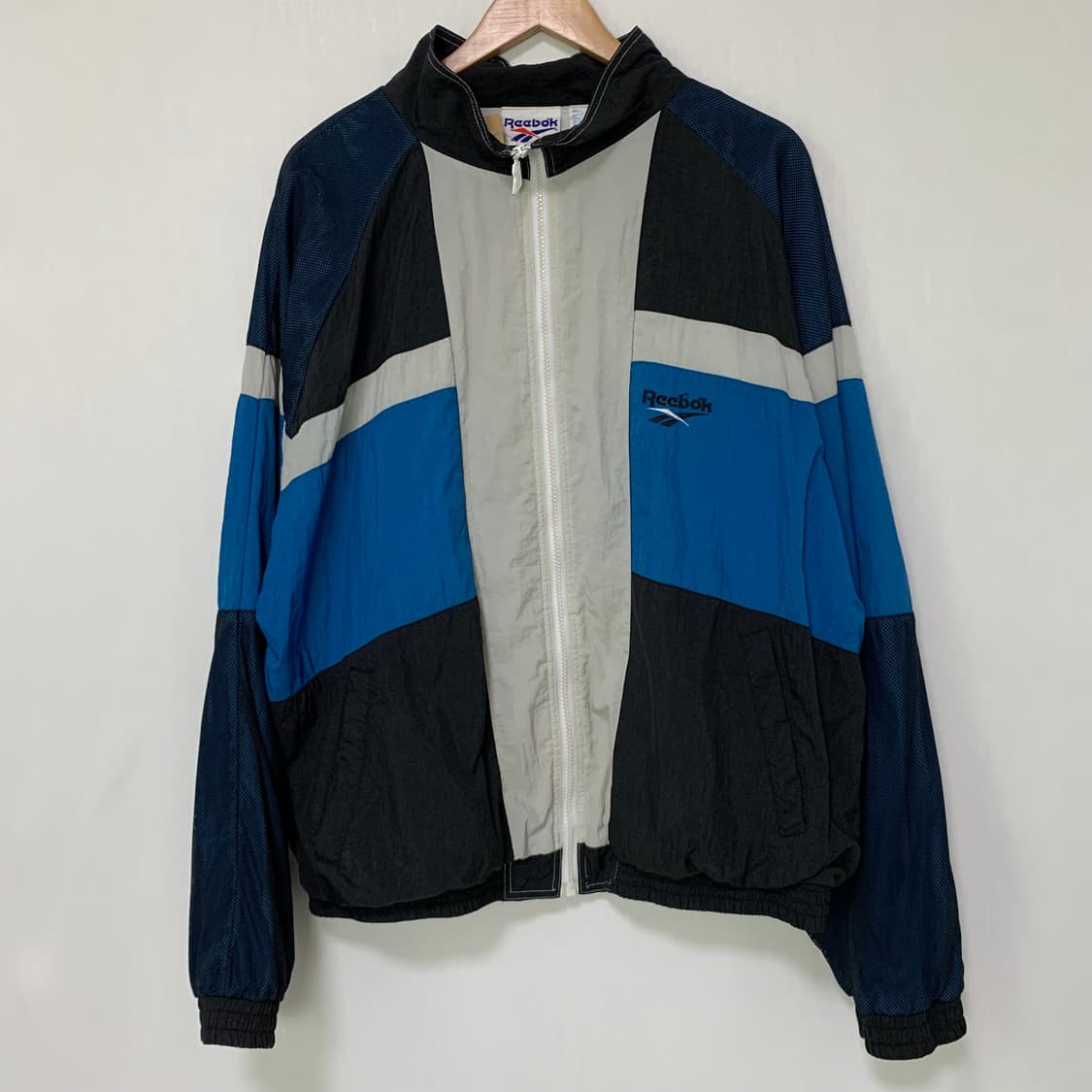 리복 삼색 컬러배색 집업 바람막이 자켓 오버핏 남녀공용 고프코어 상품이미지2