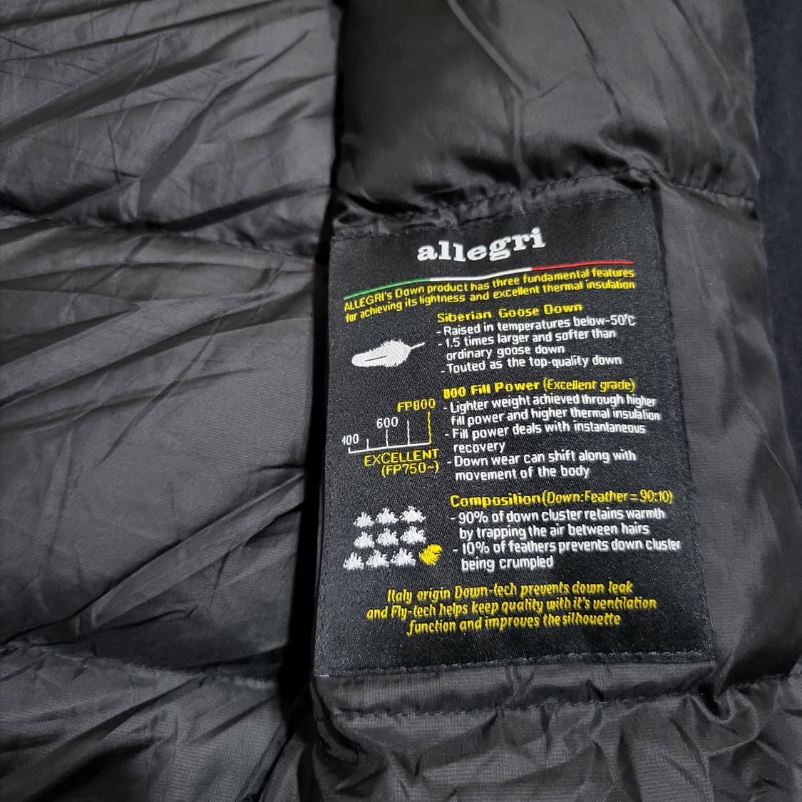 알레그리 구스다운 패딩 안감 코트 다크네이비 (50/100-105) 상품이미지4