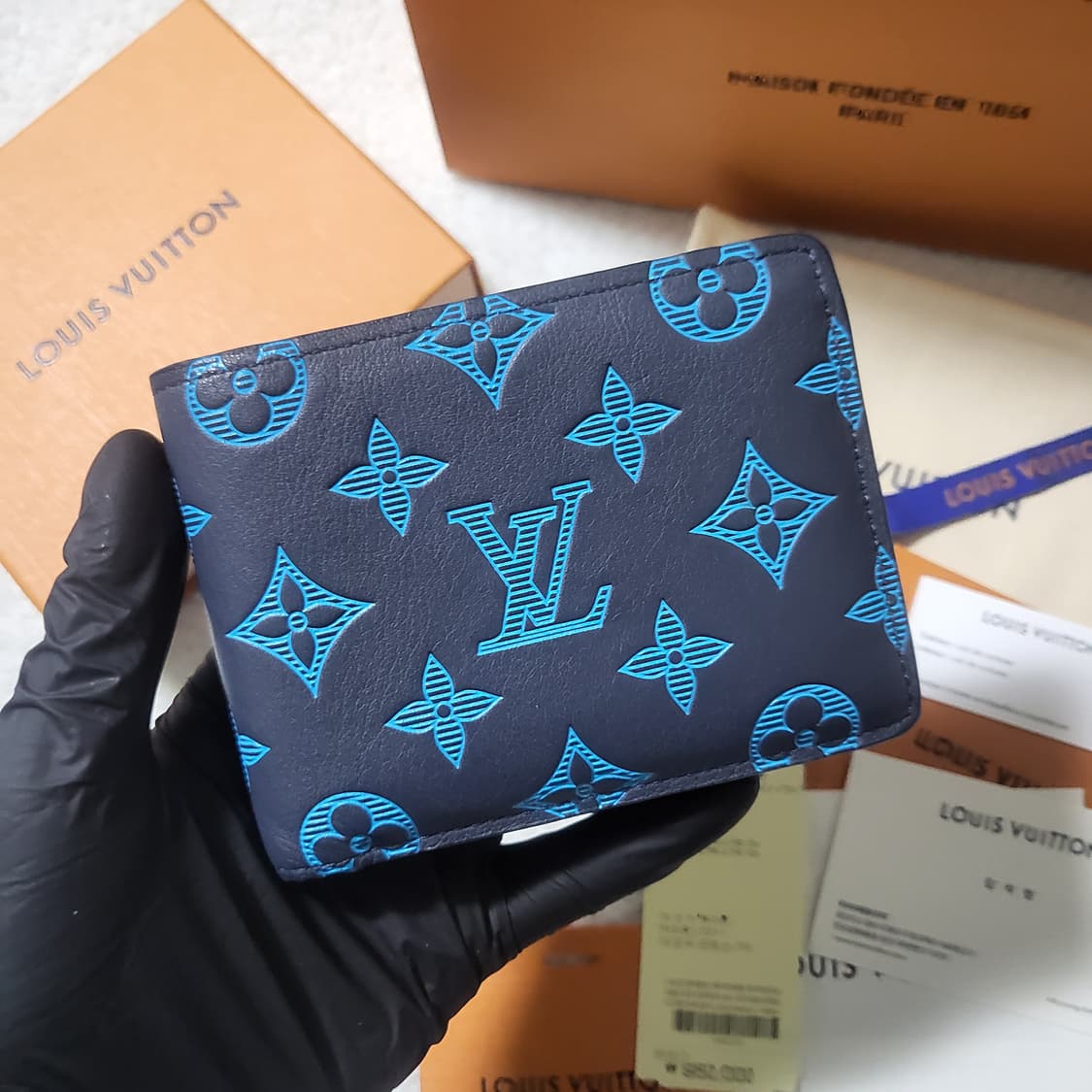 [한정판/풀구성] 루이비통 쉐도우 멀티플 반지갑 네이비 리버 블루  상품이미지2
