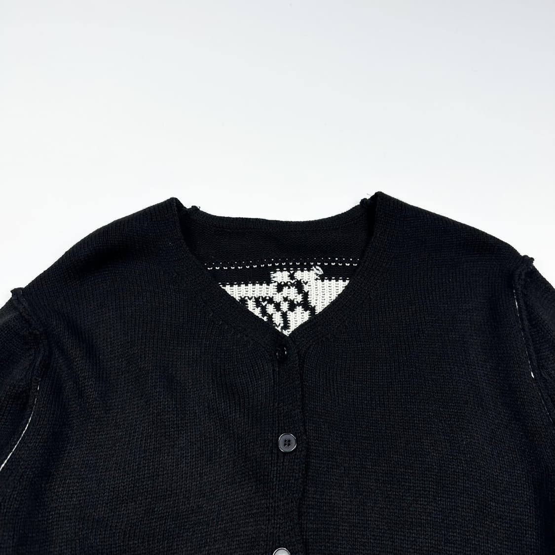 VTG 빈티지 레터링 여성 크롭 니트 가디건 블랙 여성M 상품이미지2