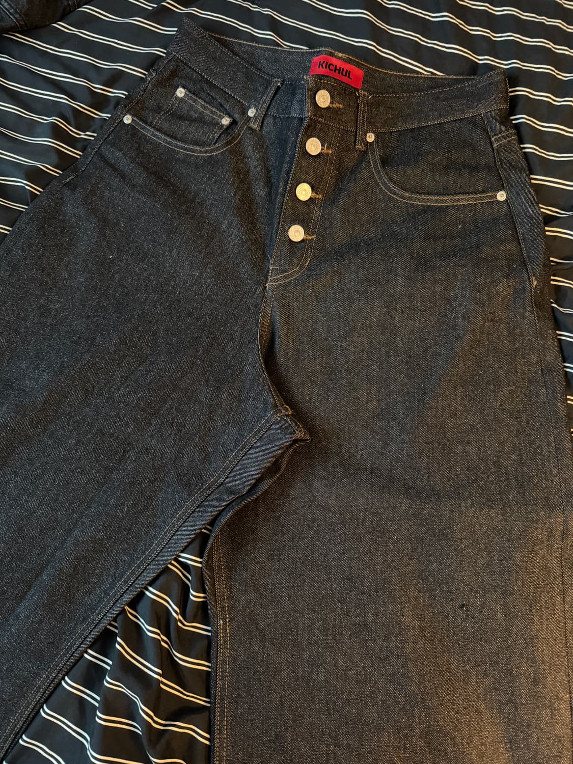 Midnight Raw Wide Denim Pants (Black) 상품이미지2